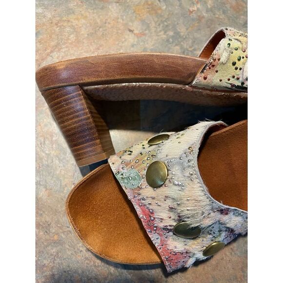 Romus Feeling Good Wooden Mule Clogs Fur and Leather - Picture 4 of 9